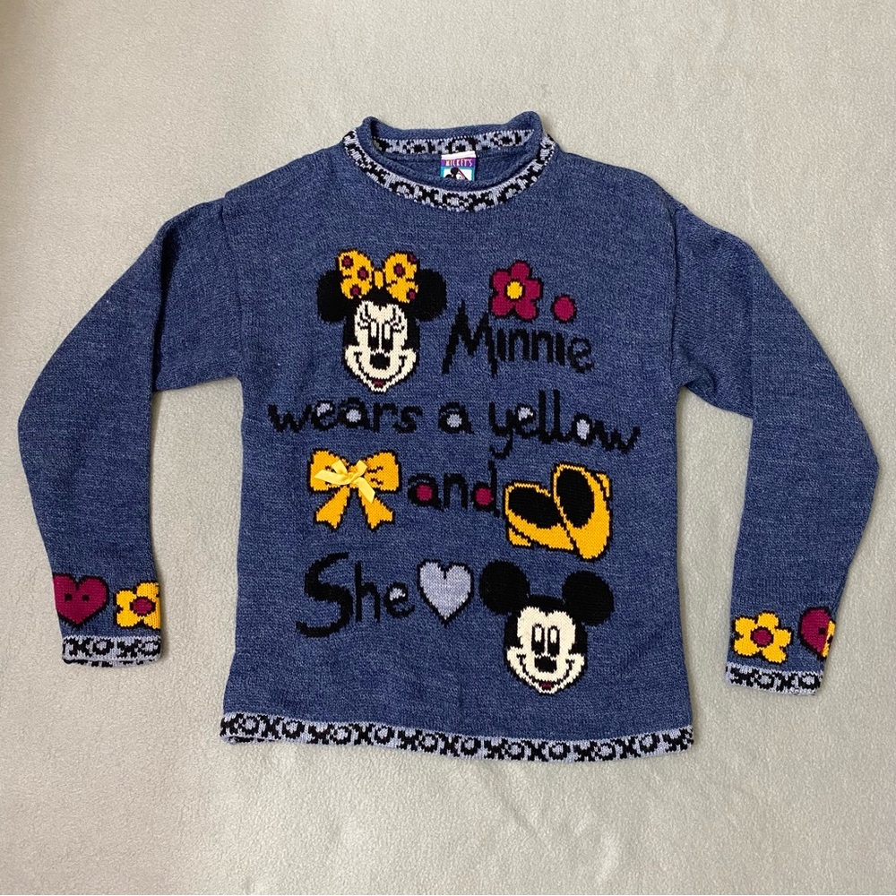 Vintage 90s Disney Mickey's Stuff For Kids Large 14/16 Sweater Minnie USA
